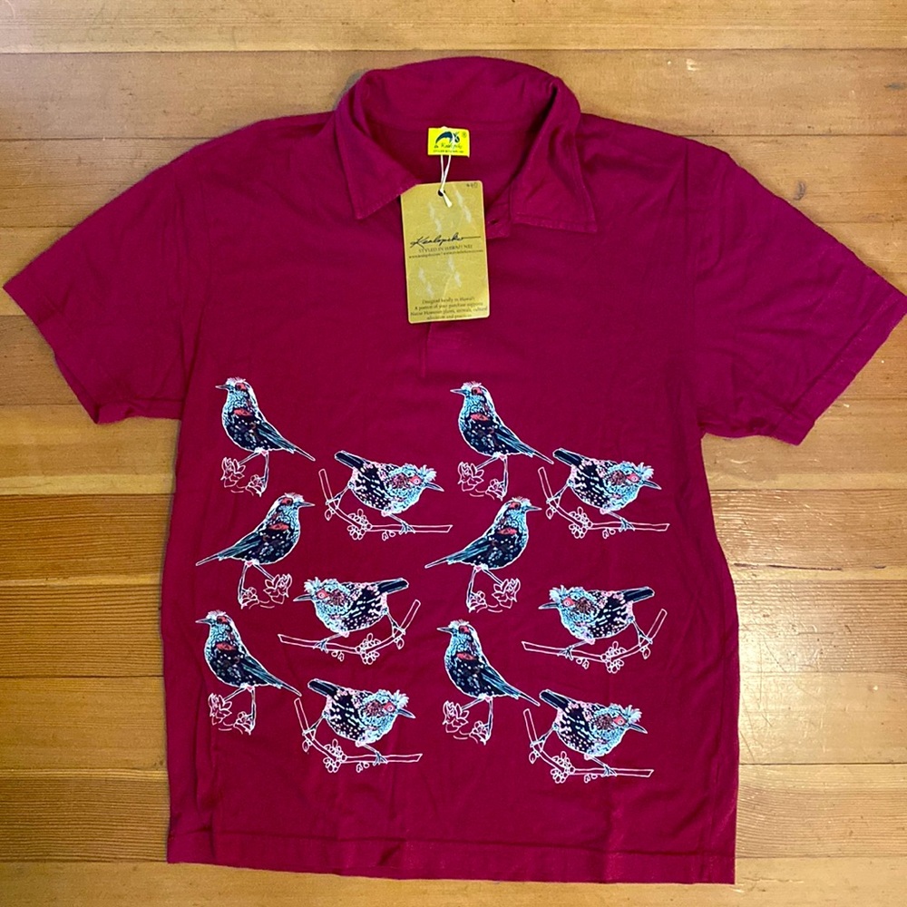 Limited release Akohekohe bird polo shirt